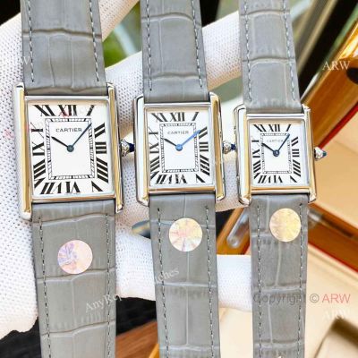 Wholesale Replica Cartier Tank Must Quartz watches Black Leather Strap